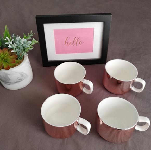Set of 4 rose gold coffee cups - Picture 3 of 5